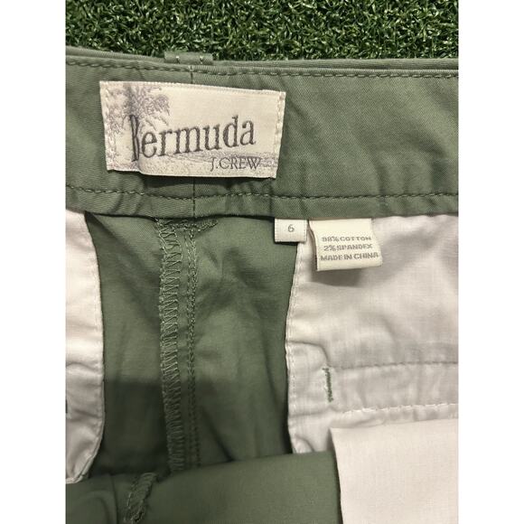 J CREW Army Green Chino Flat Front Shorts Size 6 - Picture 2 of 4